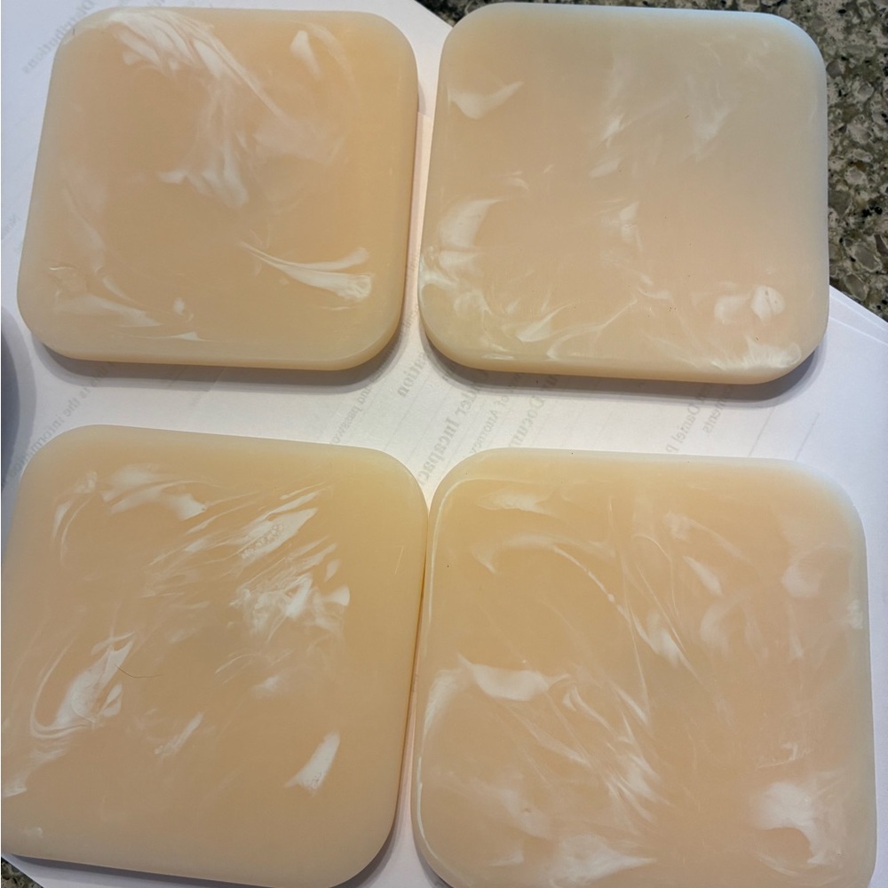 Resin Coasters Set of 4 Drink Coasters Modern Home Decor 4 Inches Peach Riruku